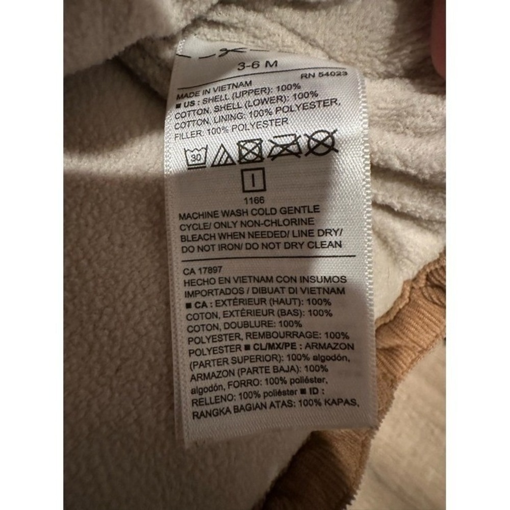 Old Navy Baby Sherpa Collar Corduroy Puffer Vest Plaid 3-6M kids - Picture 5 of 9